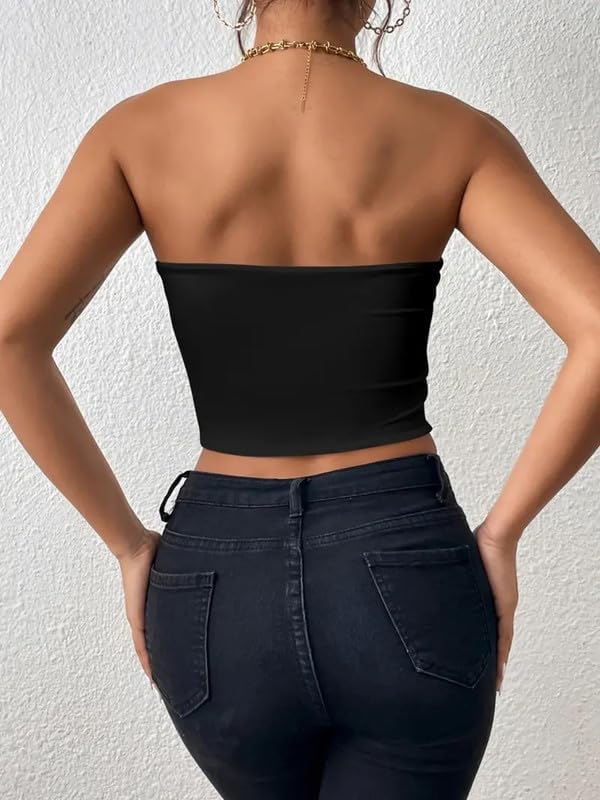 Crop top a tubo donna senza spalline