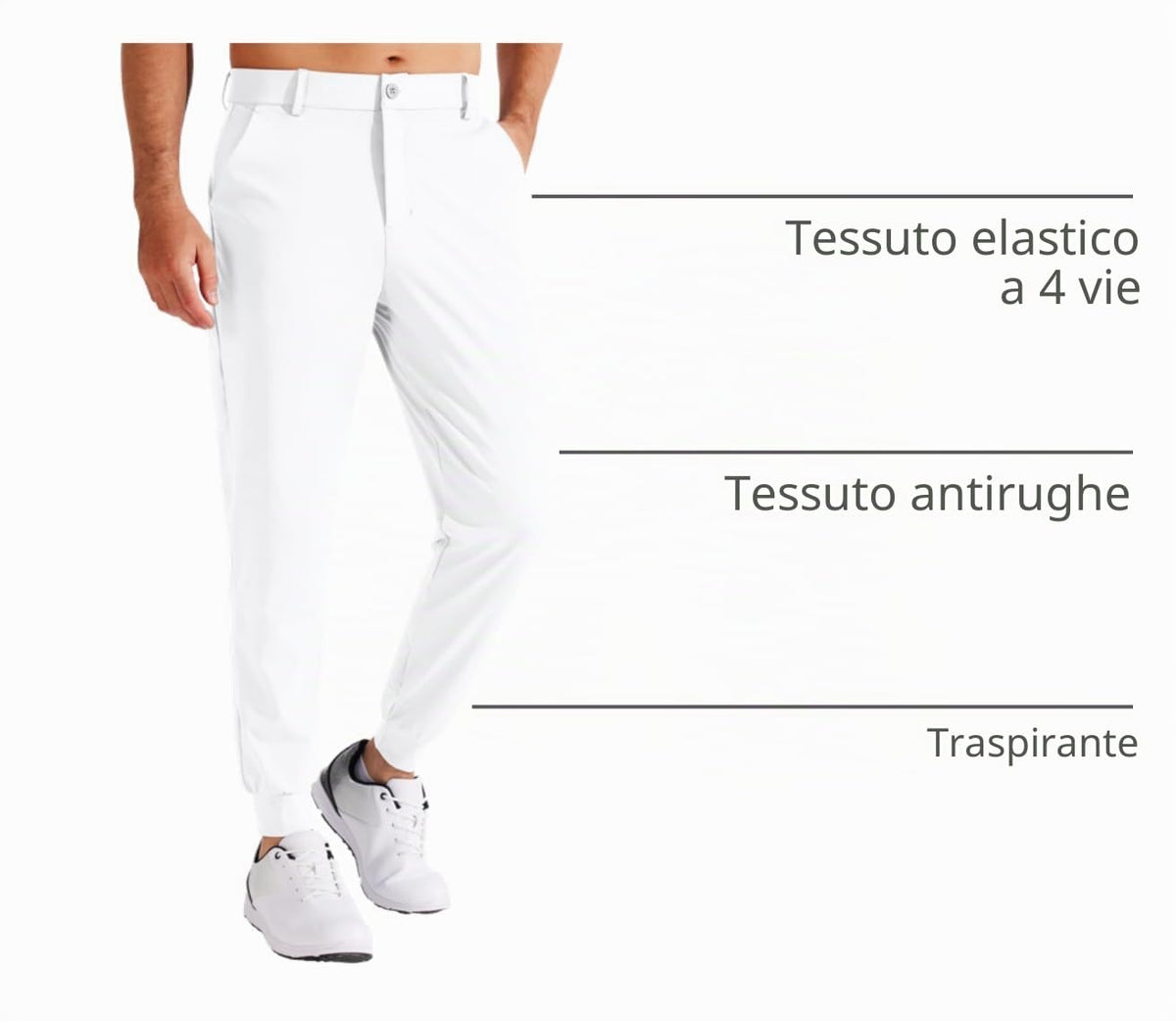 Pantaloni da Golf da Uomo Elasticizzati Slim Fit