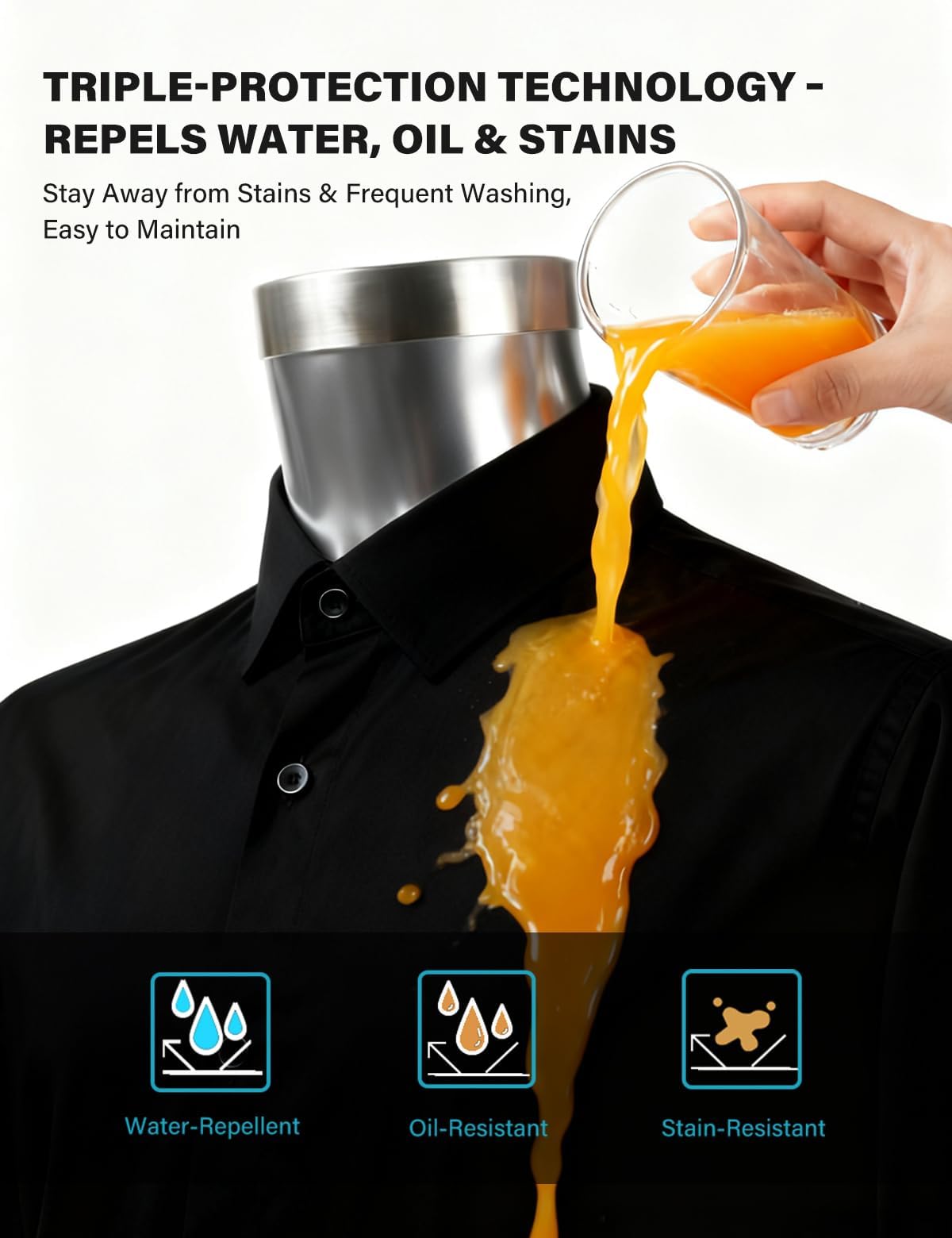 Camicia uomo manica lunga idrorepellente e antimacchia
