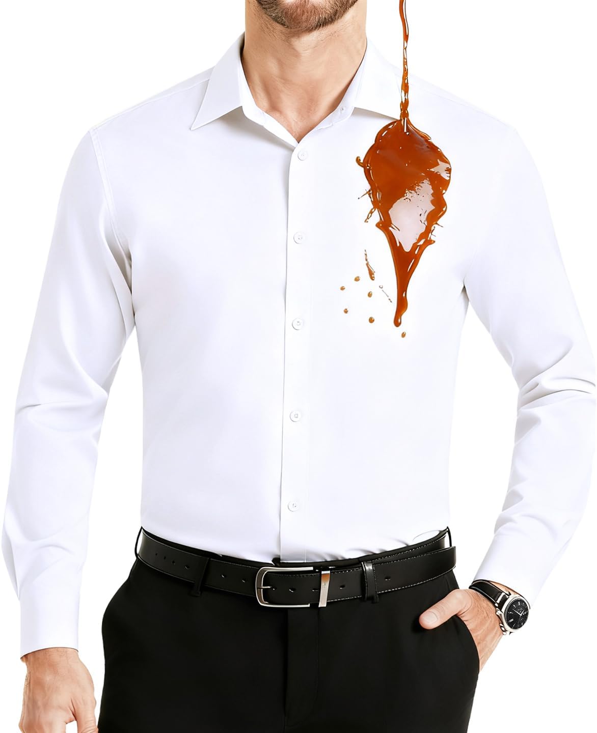 Camicia uomo manica lunga idrorepellente e antimacchia