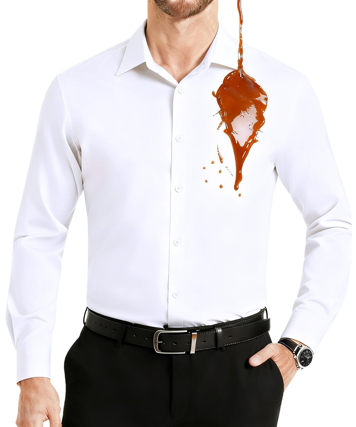 Camicia uomo manica lunga idrorepellente e antimacchia