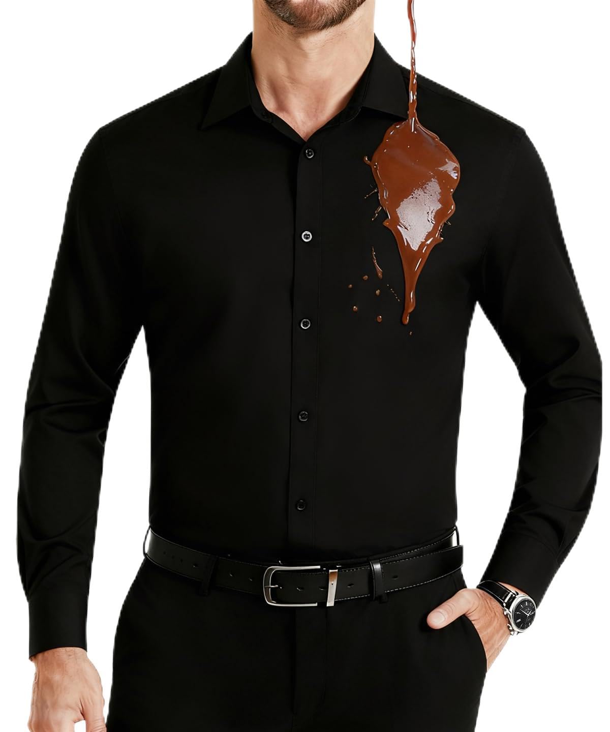 Camicia uomo manica lunga idrorepellente e antimacchia