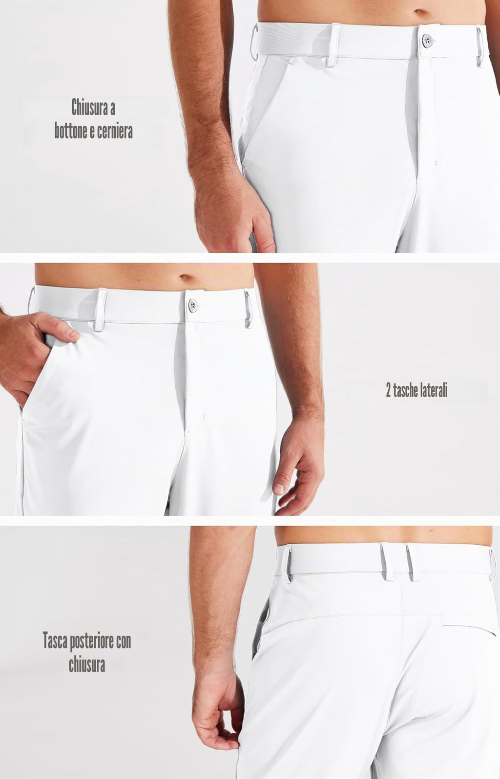Pantaloni da Golf da Uomo Elasticizzati Slim Fit