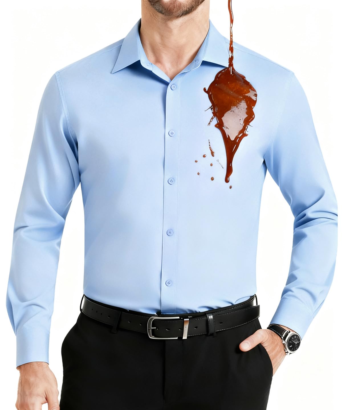 Camicia uomo manica lunga idrorepellente e antimacchia