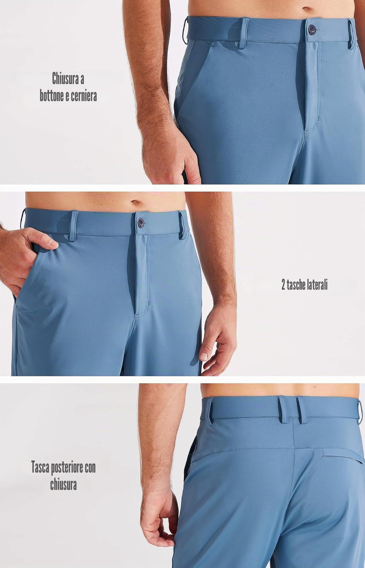 Pantaloni da Golf da Uomo Elasticizzati Slim Fit