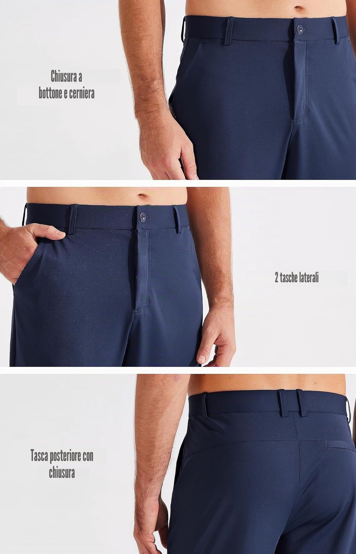 Pantaloni da Golf da Uomo Elasticizzati Slim Fit