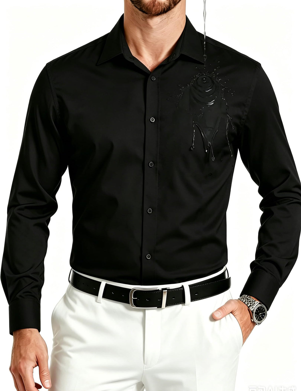Camicia uomo manica lunga idrorepellente e antimacchia
