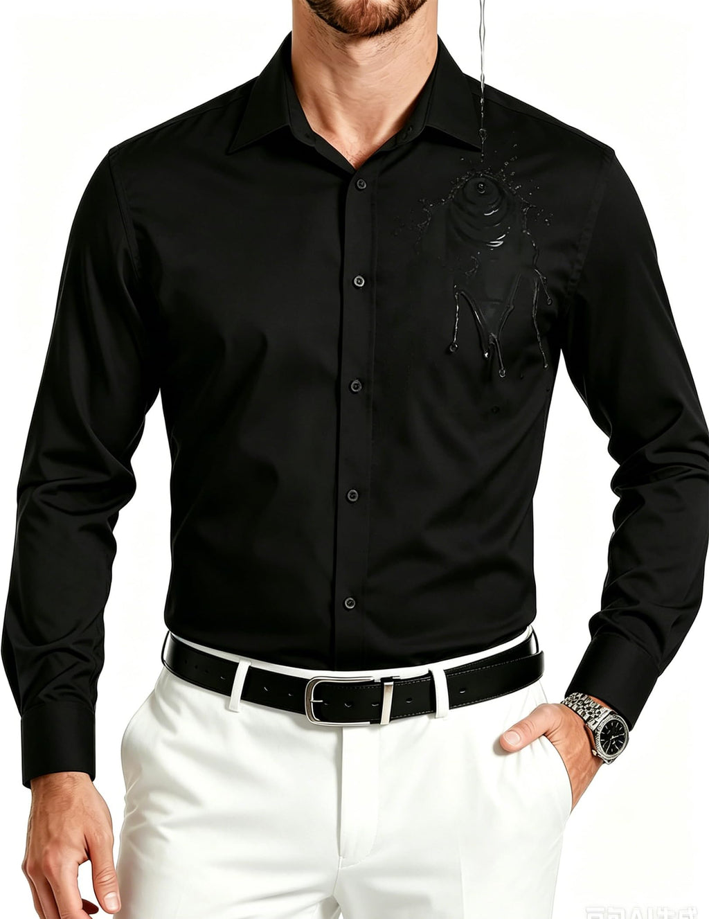 Camicia uomo manica lunga idrorepellente e antimacchia