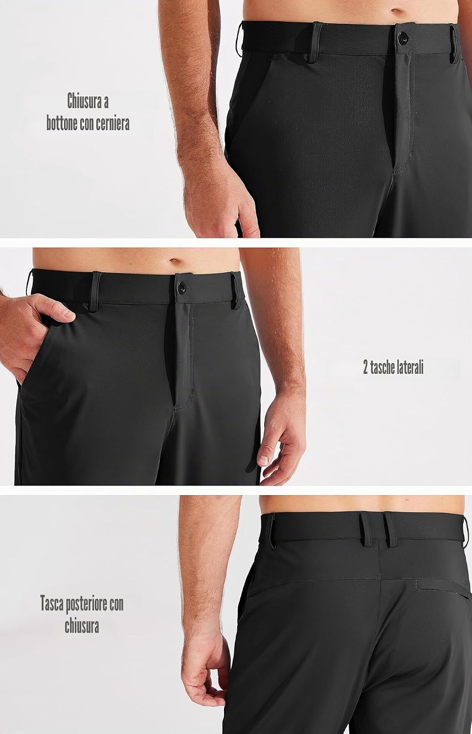 Pantaloni da Golf da Uomo Elasticizzati Slim Fit