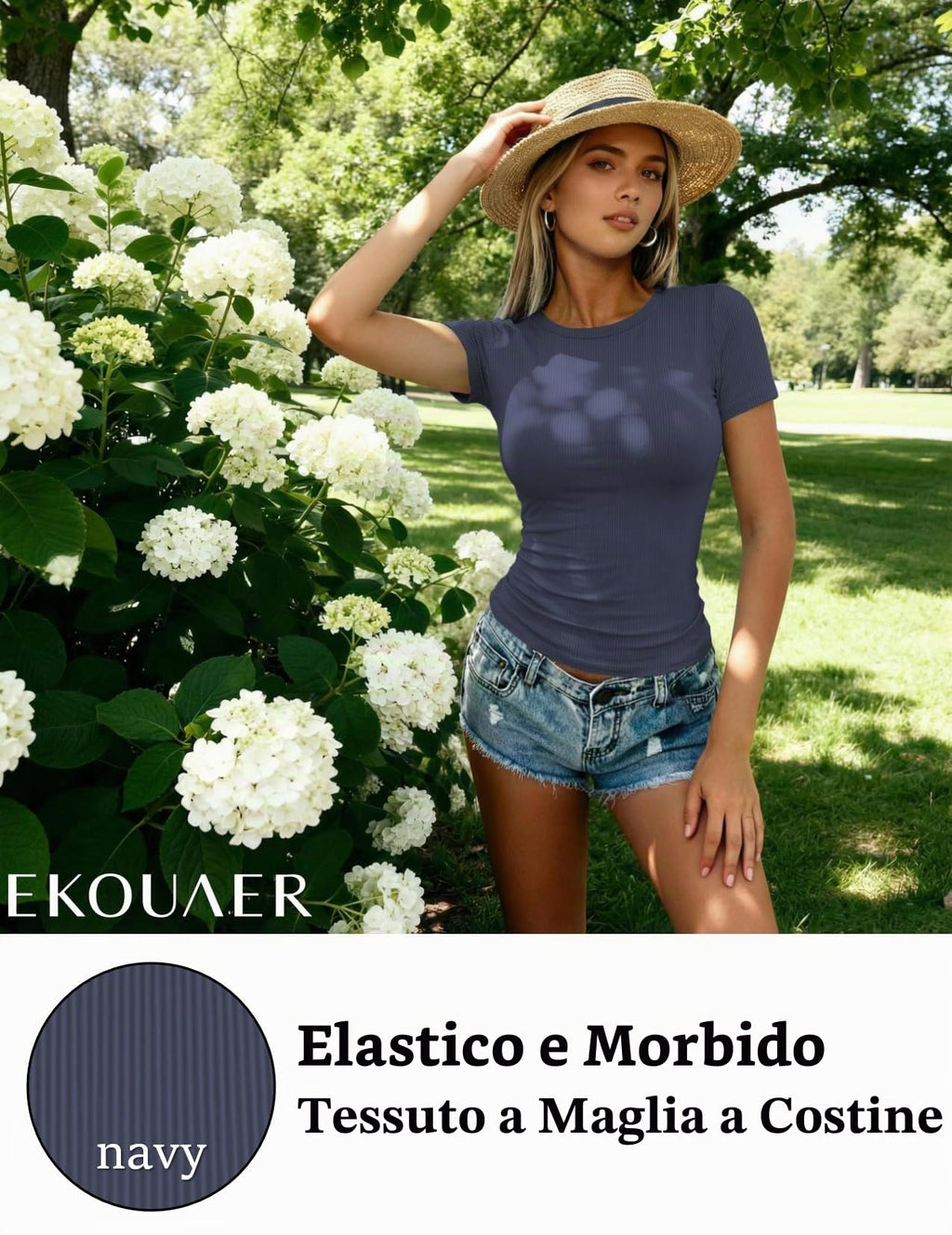 Set 3 t-shirt donna a maniche corte, girocollo, aderenti