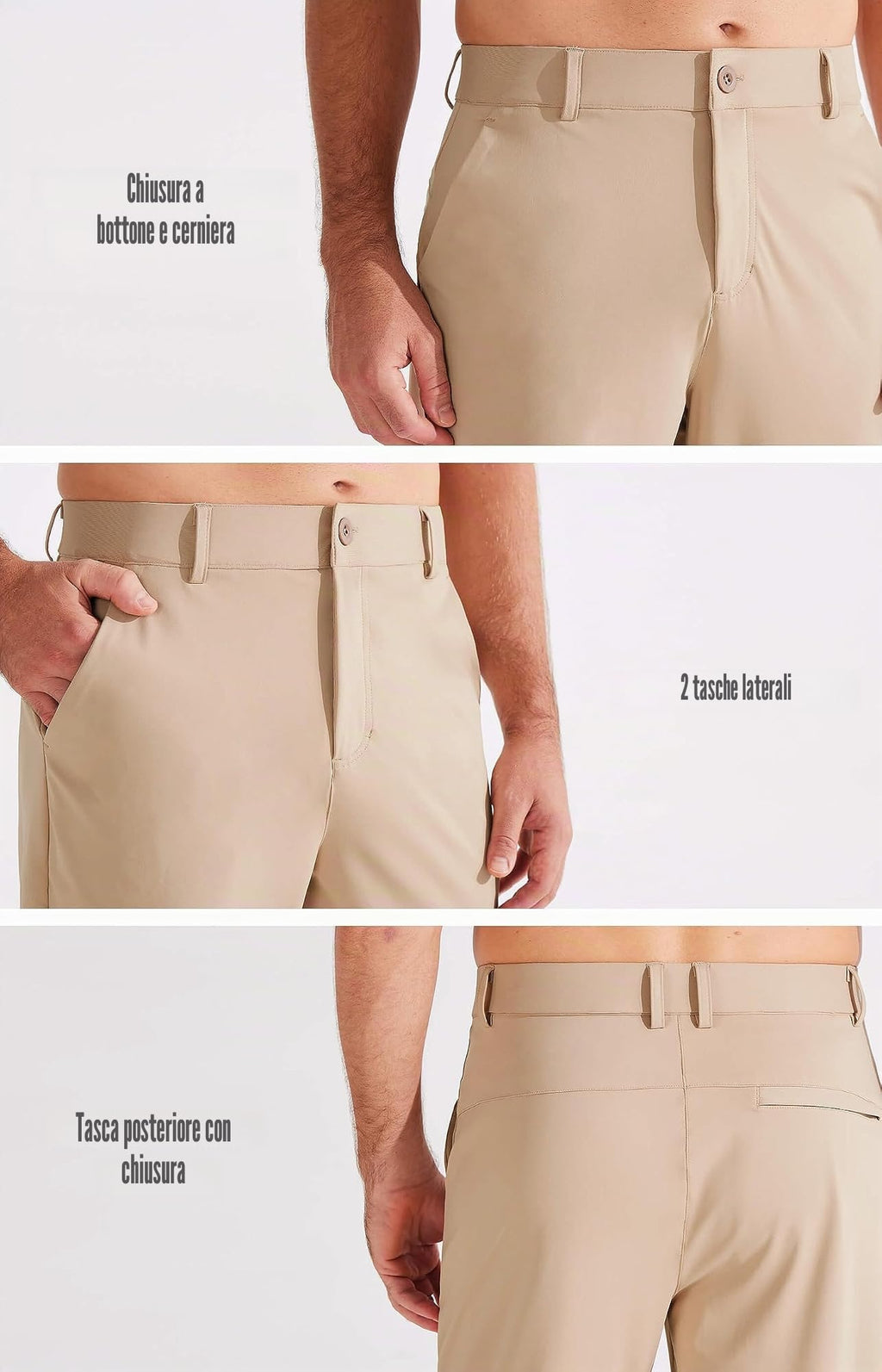 Pantaloni da Golf da Uomo Elasticizzati Slim Fit