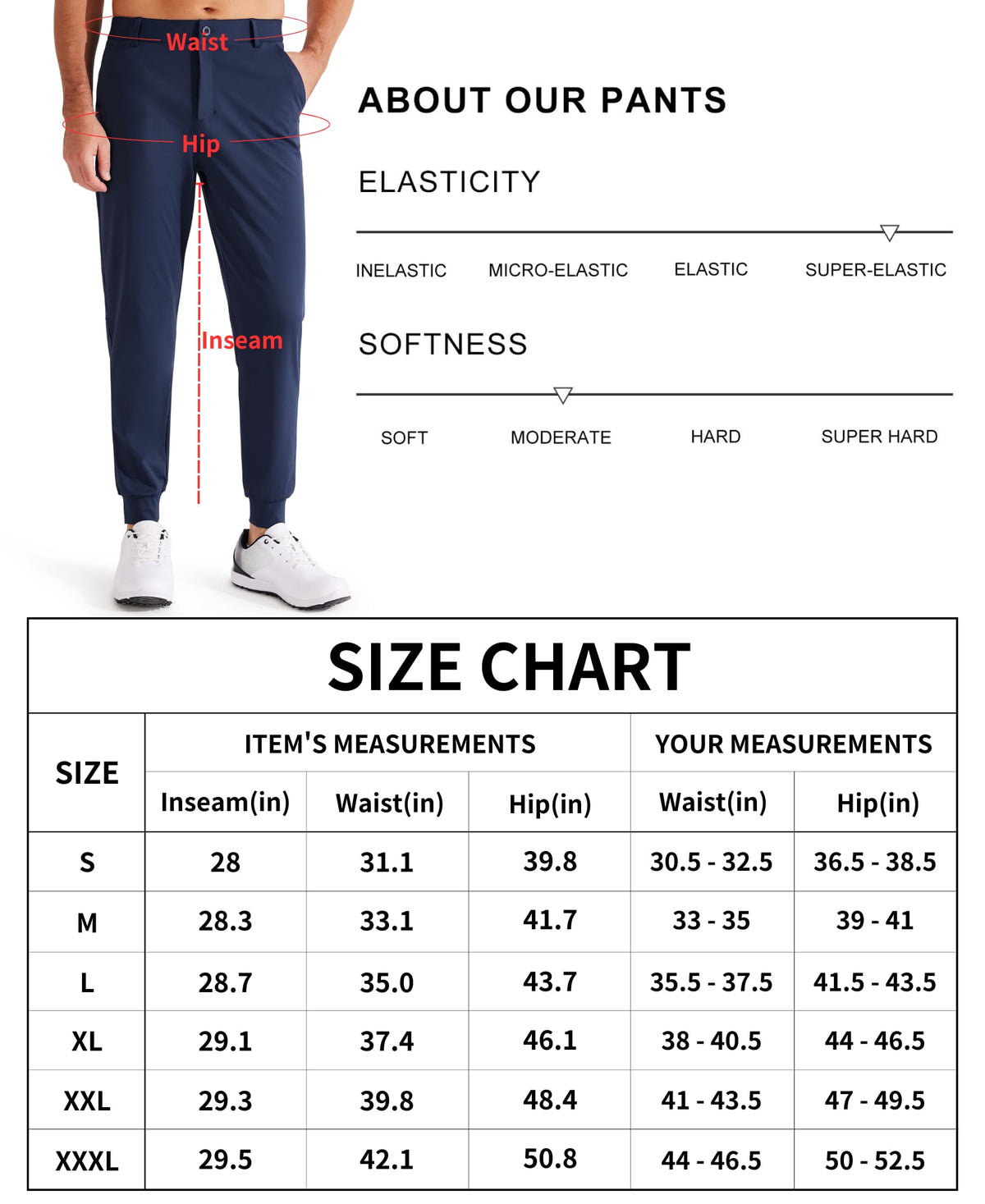 Pantaloni da Golf da Uomo Elasticizzati Slim Fit