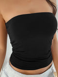 Canotta donna corta in cotone, elasticizzata, tinta unita, estate
